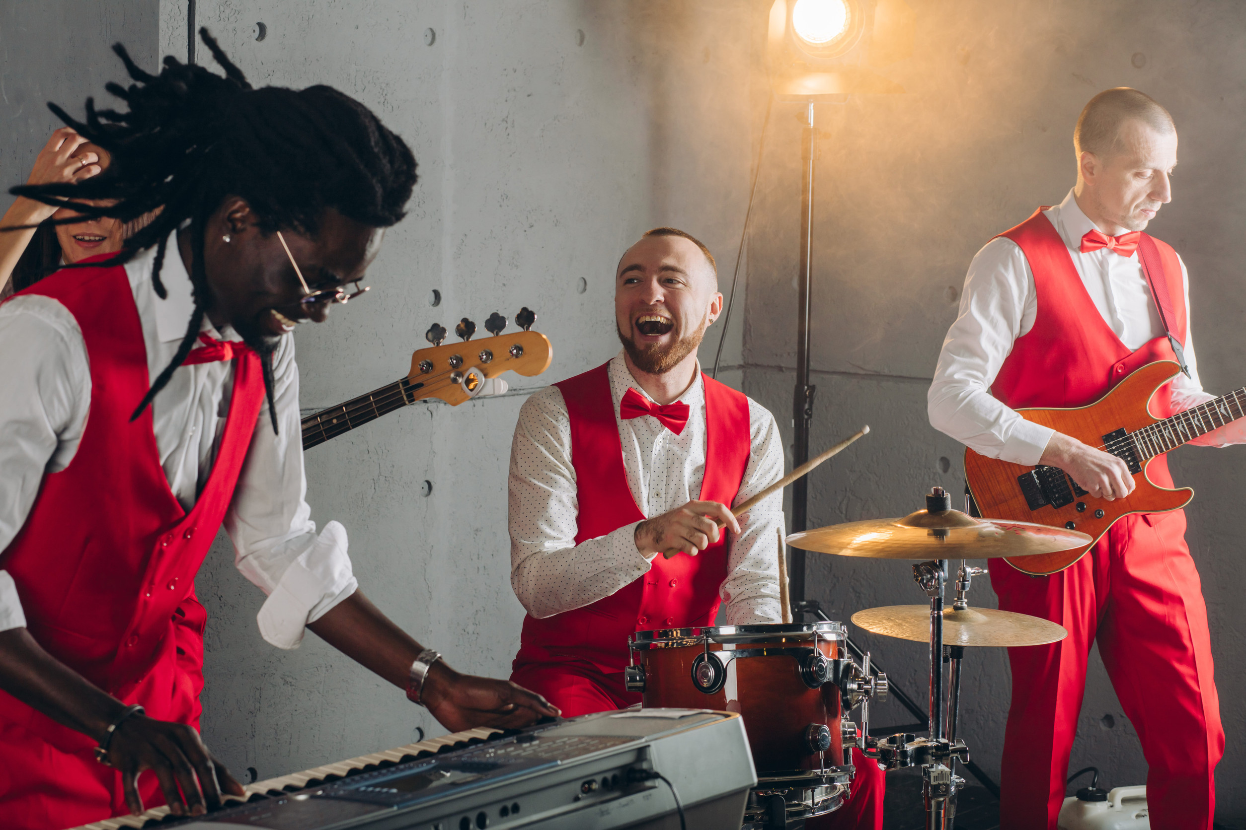 Live band performing at a Las Vegas wedding reception