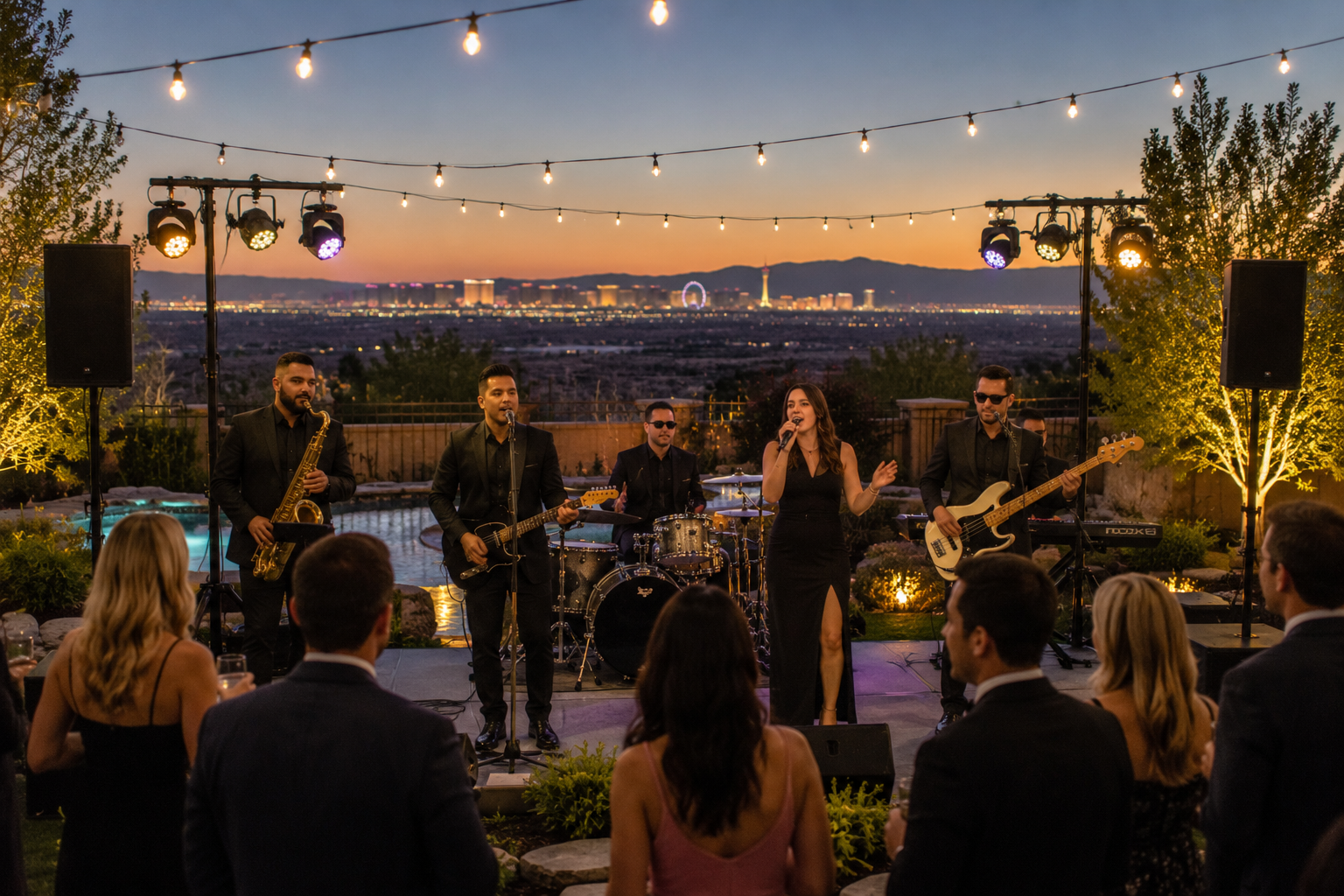 Live band performing with a professional sound system in Las Vegas